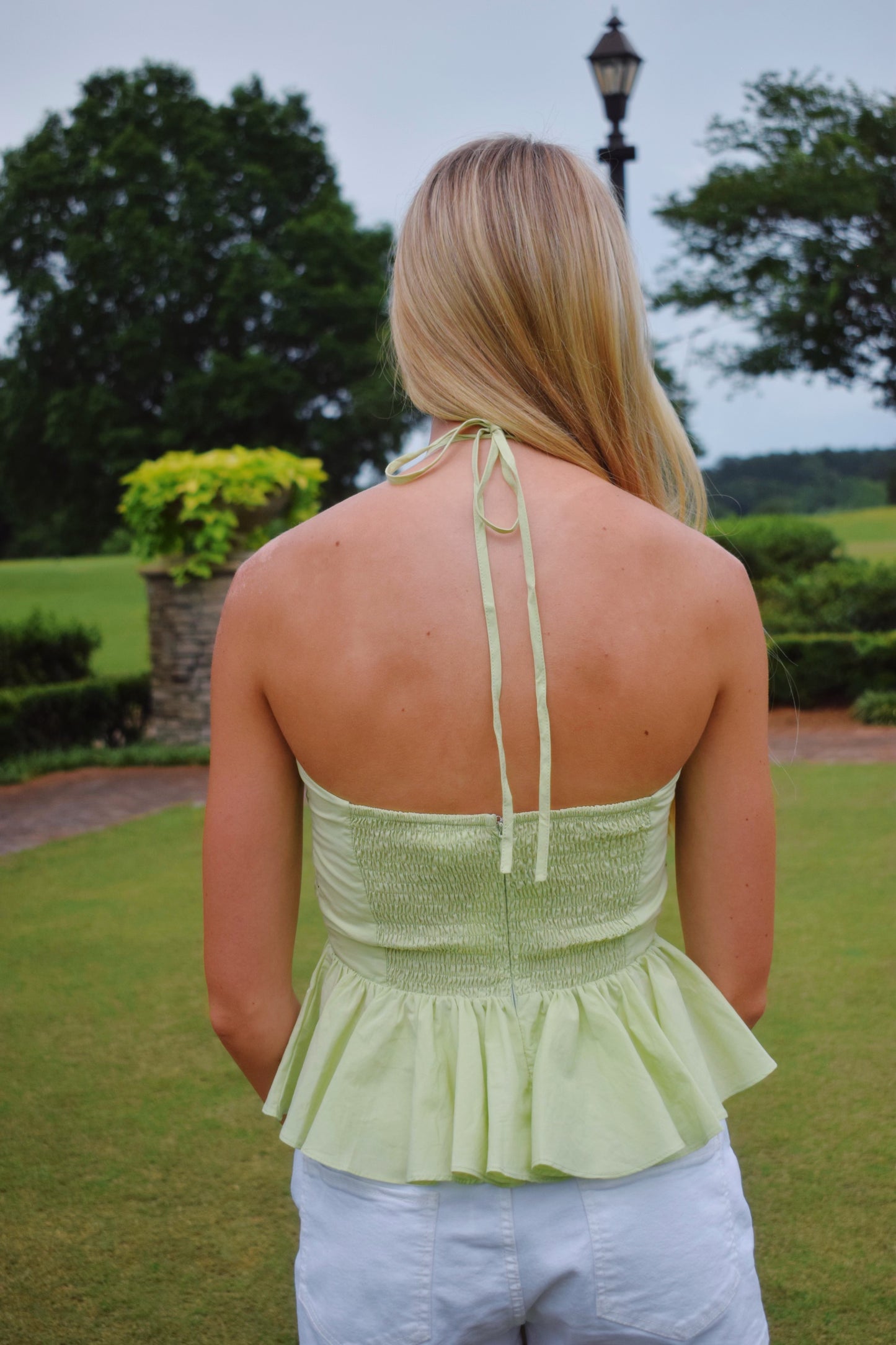 Hannah Halter Top — Green Apple