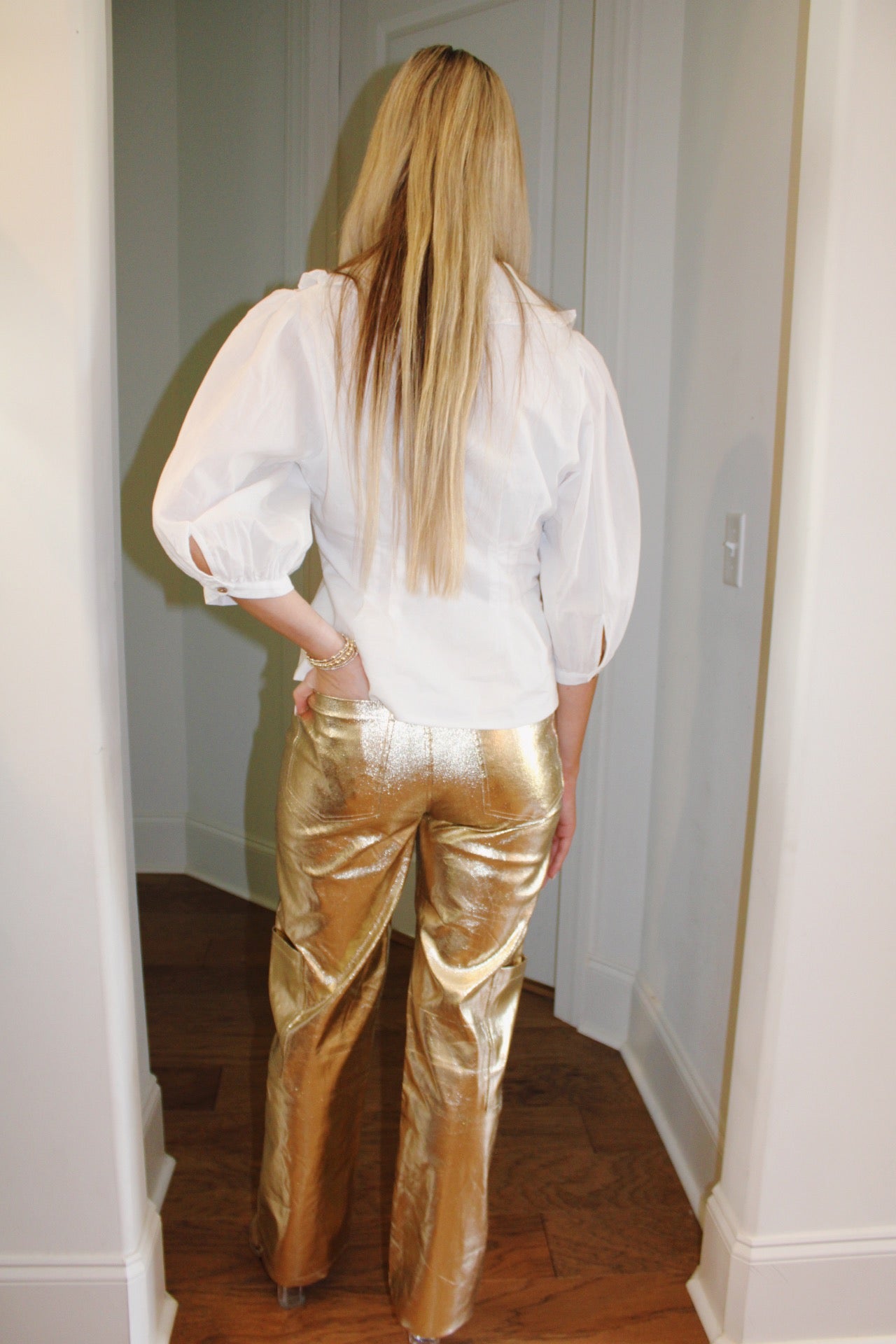 Dolly Metallic Pants — Gold