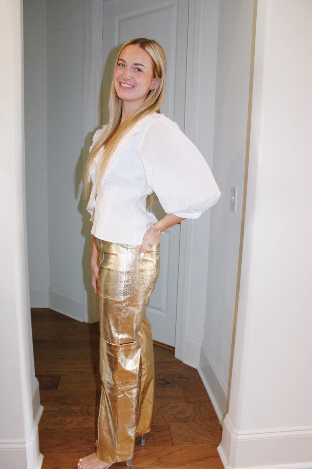 Dolly Metallic Pants — Gold